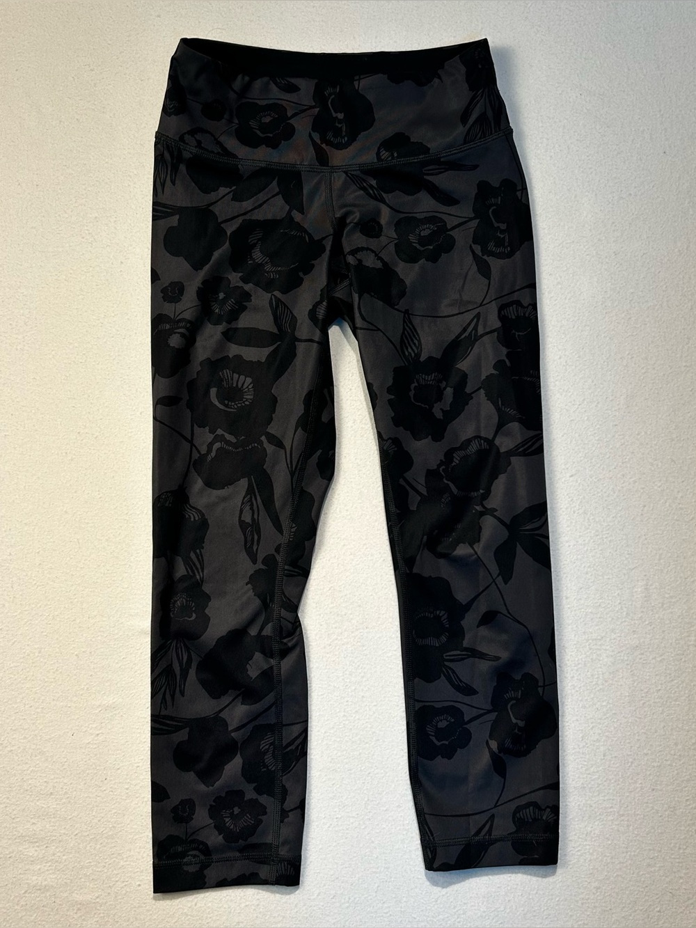 lululemon athletica Black Floral Print Leggings, cropped